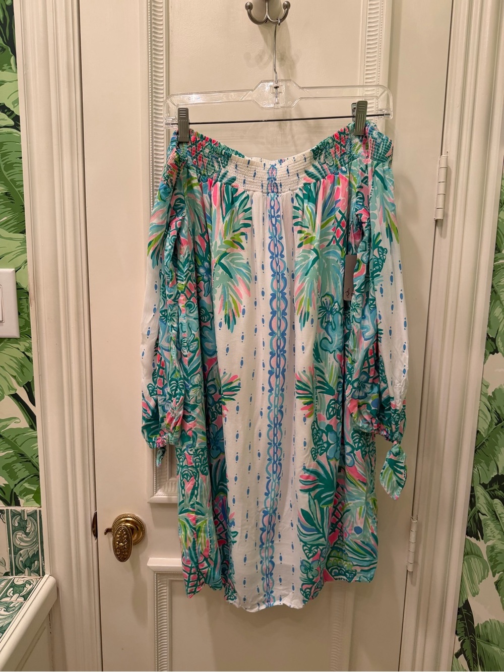 Lilly Pulitzer Resort White Maryellen Coconut Row Off The Shoulder mini Dress L - Picture 3 of 9